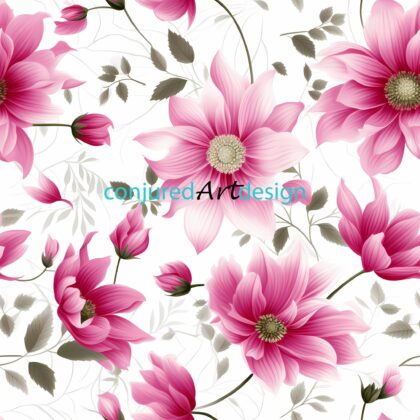 Seamless image of a pattern of pink flowers