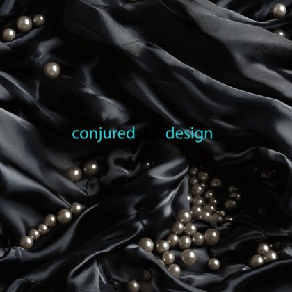 Seamless image of a black silk with pearls pattern