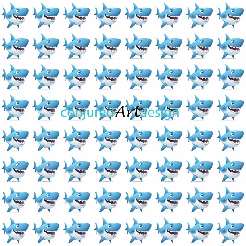 Seamless image of a shark cartoon pattern