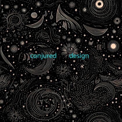 Seamless image of an inverse line drawing of stars and moons