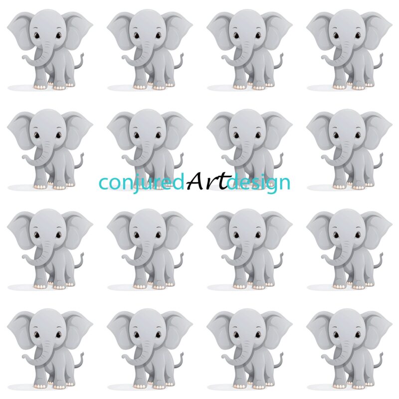 Seamless image of a baby elephant pattern