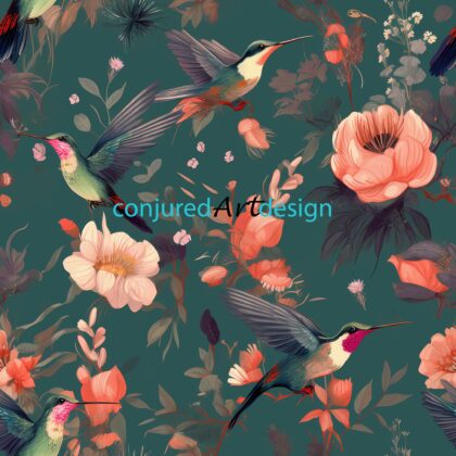 Seamless image of a humming bird pattern