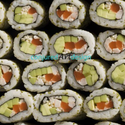 Seamless image of a sushi pattern